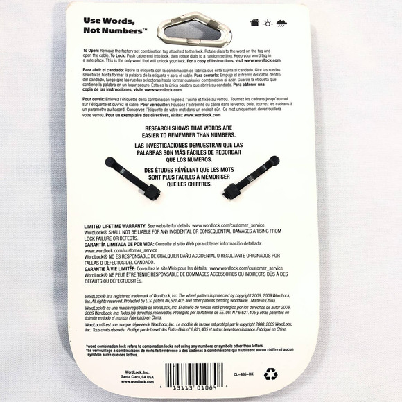 Wordlock Word Combination Cable Bike Lock Black - Picture 4 of 7